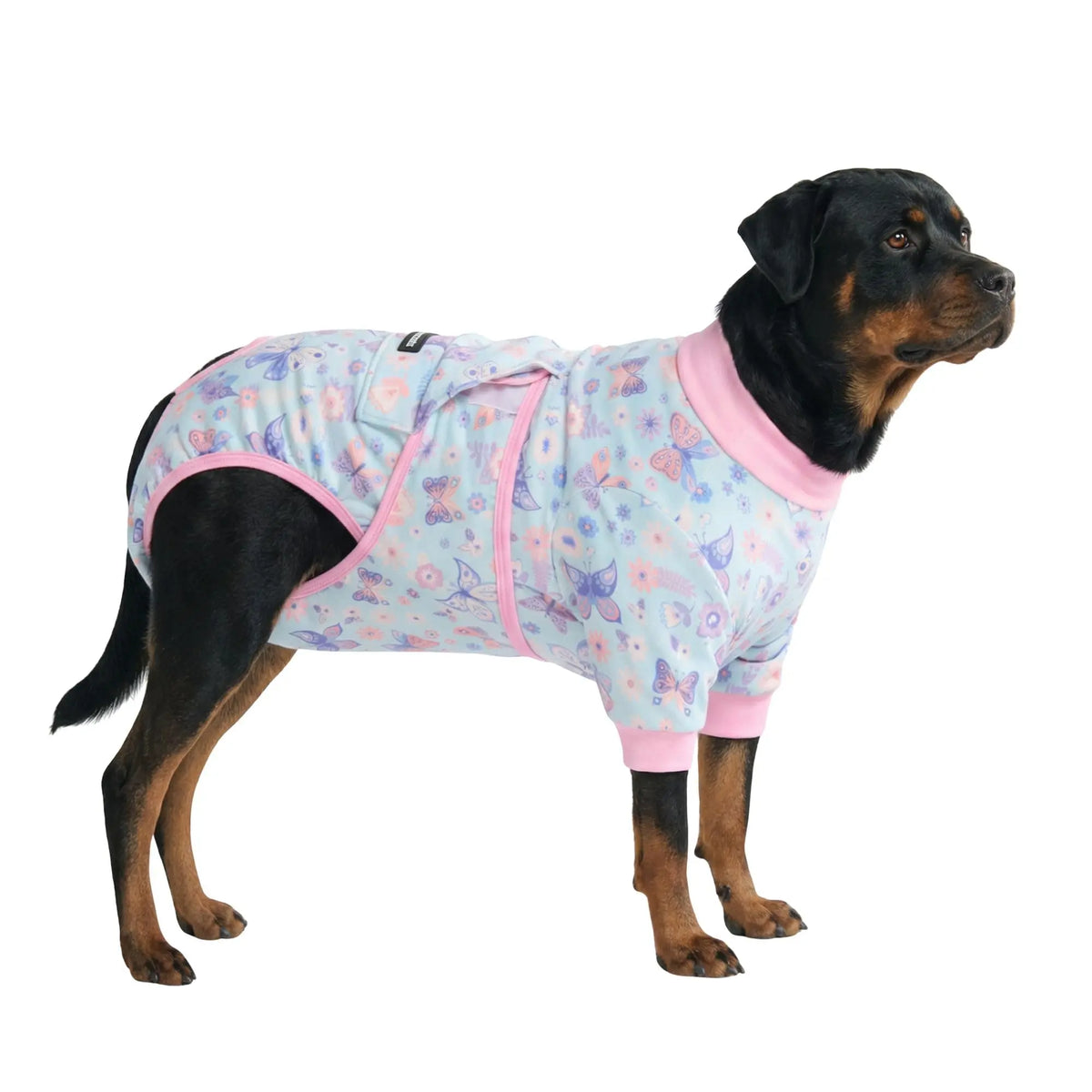 Spark Paws Dog Recovery Suit - Post-Surgery Onesie for Dogs, Anti-Lick Abdominal Wound Protector, Soft Alternative to Cone for Spay/Neuter Recovery, Donut Pattern, Size Small