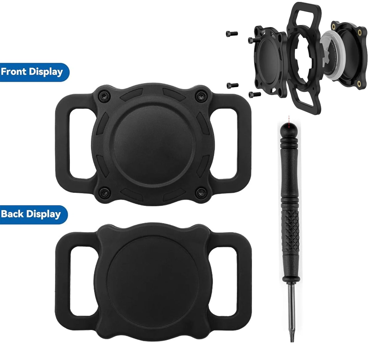Premium Waterproof Airtag Holder for Dog Collars - Shockproof, Ultra-Durable Plastic and Silicone Protective Case