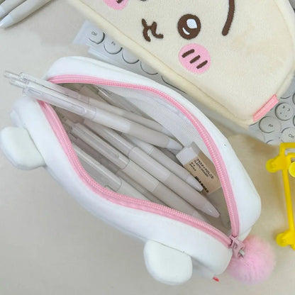 Large-Capacity Plush Pencil Case Featuring Cat, Rabbit, and Hamster Designs - Ideal Gift for Friends and Essential Desk Supplies for School and Office