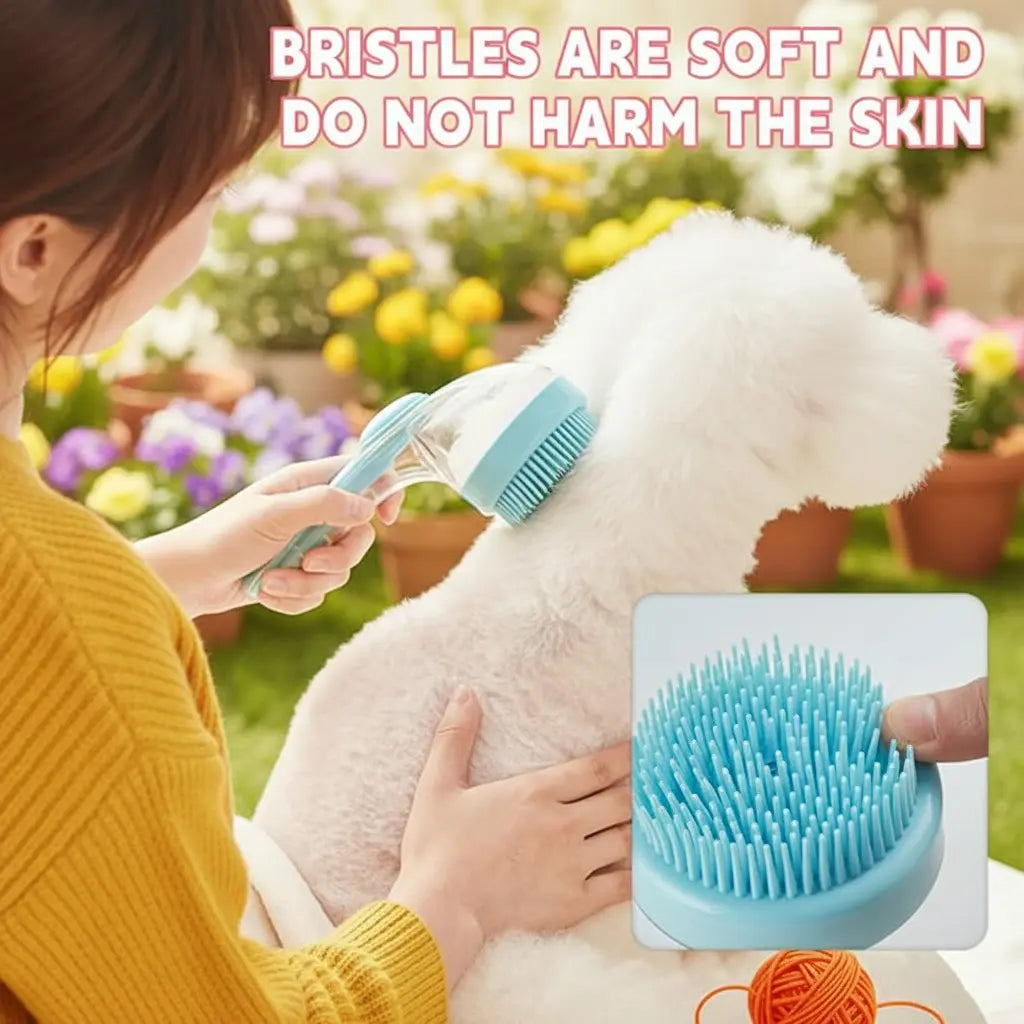 2026 Professional Dual-Function Pet Bath and Grooming Brush with Integrated Shampoo Dispenser, Ergonomic Non-Slip Handle, and De-Shedding Tools for Enhanced Canine and Feline Care, Promoting Fur Cleaning and Circulation for Home Use