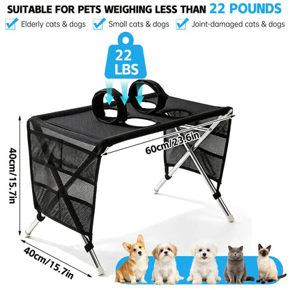 Pet Grooming Hammock for Small Dogs and Cats (Up to 22 lbs) - Stainless Steel Stand with Foldable Joint Protection Restraint for Grooming, Nail Trimming, and Bathing Care