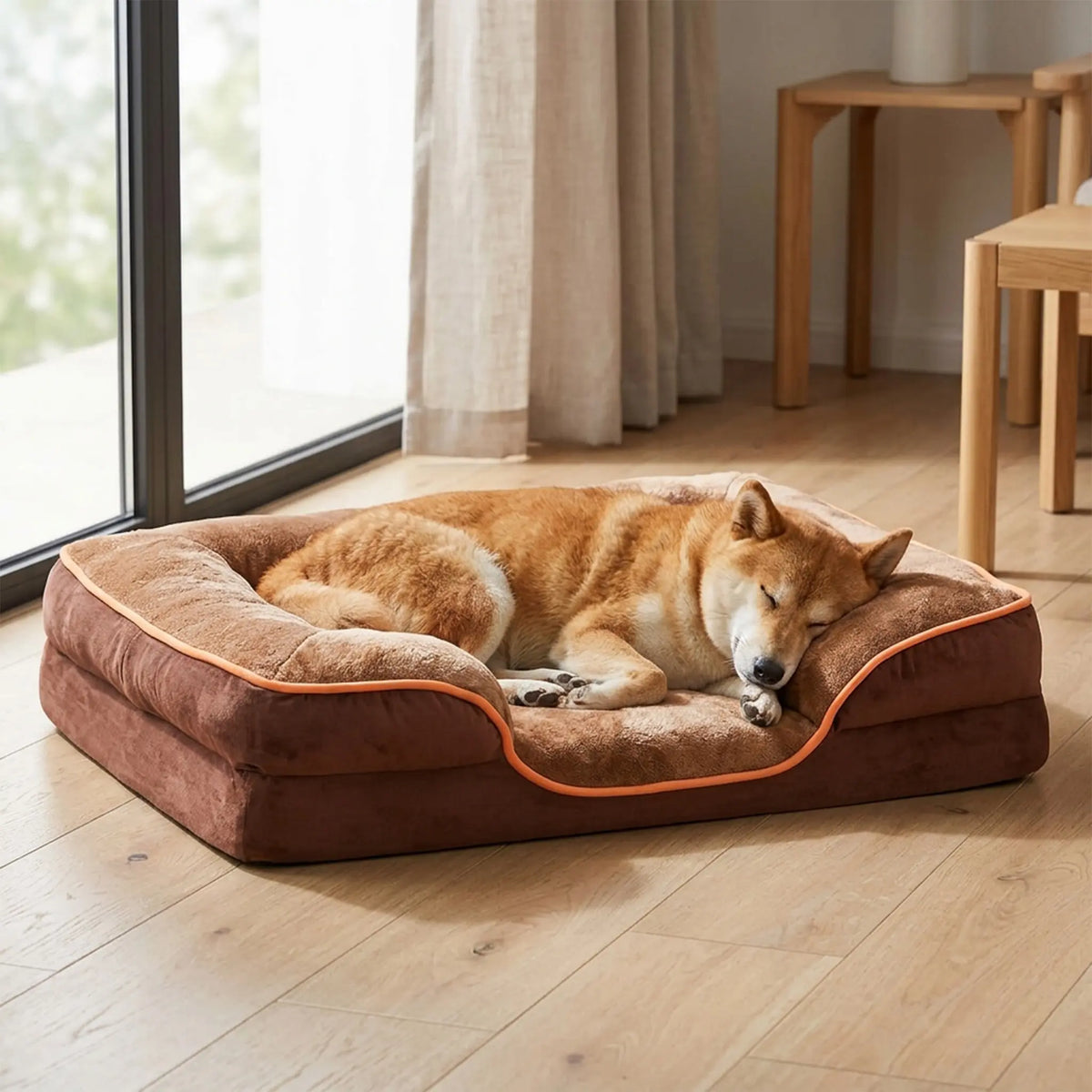 Sweetcrispy Contemporary Orthopedic Memory Foam Pet Bed for Large Dogs with 3-Sided Bolsters - 20"L x 24"W x 8"Th, Pressure Relief, Supportive Design, Washable Cover, Non-Slip Base, Waterproof