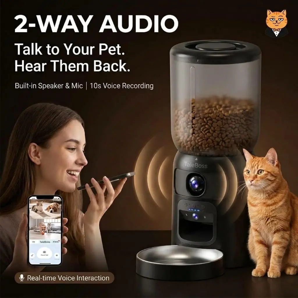 Taleboss 5L Smart Automatic Cat and Kitten Feeder with App Control, Integrated Camera, and Interactive Toy for Engaging Indoor Play