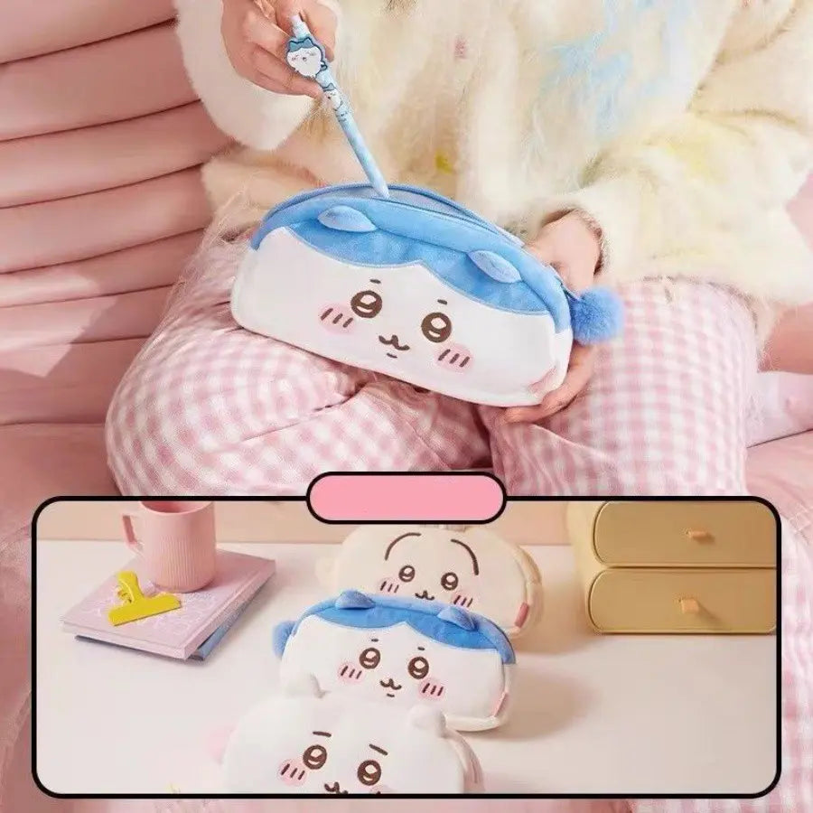 Large-Capacity Plush Pencil Case Featuring Cat, Rabbit, and Hamster Designs - Ideal Gift for Friends and Essential Desk Supplies for School and Office