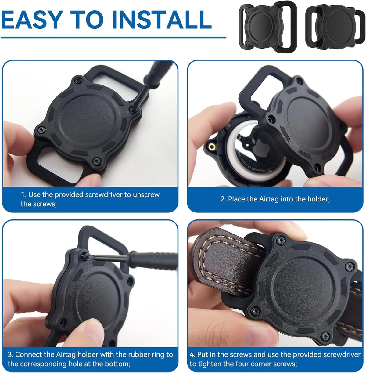 Premium Waterproof Airtag Holder for Dog Collars - Shockproof, Ultra-Durable Plastic and Silicone Protective Case