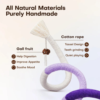 Potaroma 3-Pack Organic Cotton Snake-Shaped Interactive Cat Chew Ropes - Value Dental Care Toys for Indoor Kittens, Promoting Teeth Cleaning, Quiet Play, Increased Exercise, and Calming Benefits