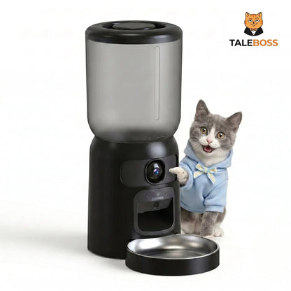 Taleboss 5L Smart Automatic Cat and Kitten Feeder with App Control, Integrated Camera, and Interactive Toy for Engaging Indoor Play
