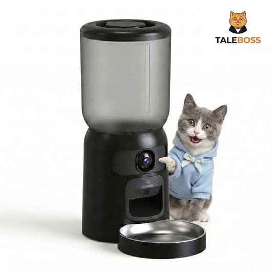Taleboss 5L Smart Automatic Cat and Kitten Feeder with App Control, Integrated Camera, and Interactive Toy for Engaging Indoor Play