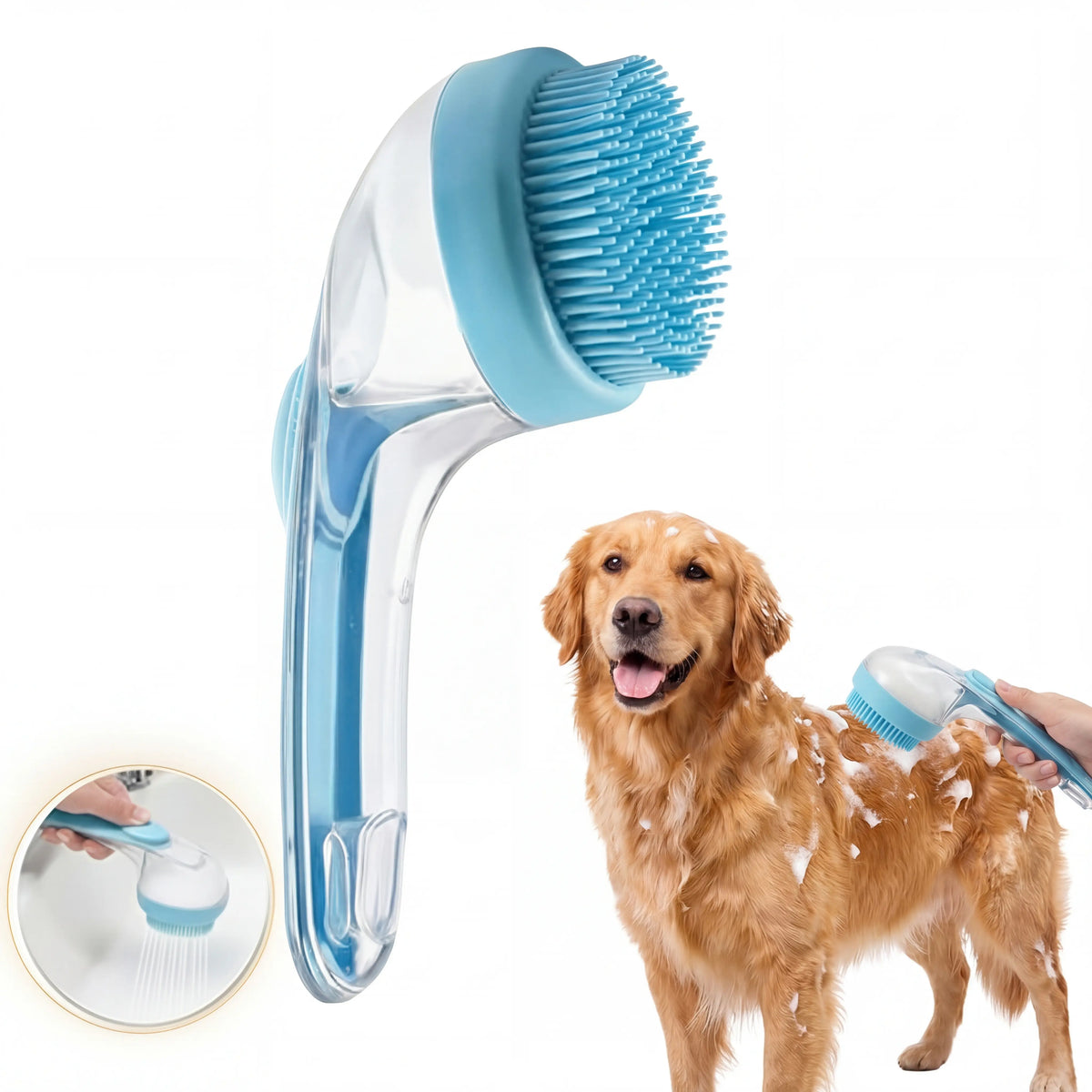 2026 Professional Dual-Function Pet Bath and Grooming Brush with Integrated Shampoo Dispenser, Ergonomic Non-Slip Handle, and De-Shedding Tools for Enhanced Canine and Feline Care, Promoting Fur Cleaning and Circulation for Home Use
