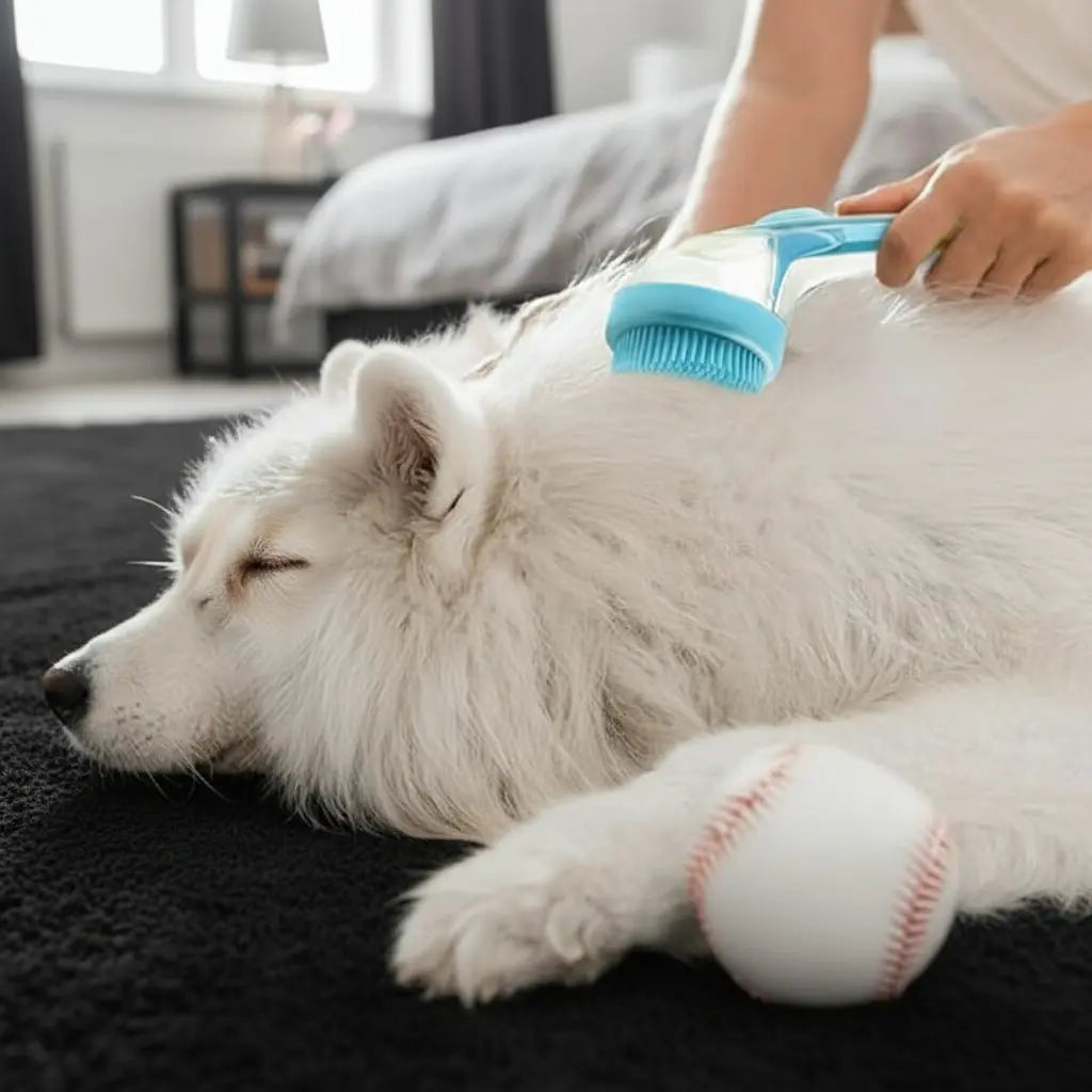 2026 Professional Dual-Function Pet Bath and Grooming Brush with Integrated Shampoo Dispenser, Ergonomic Non-Slip Handle, and De-Shedding Tools for Enhanced Canine and Feline Care, Promoting Fur Cleaning and Circulation for Home Use