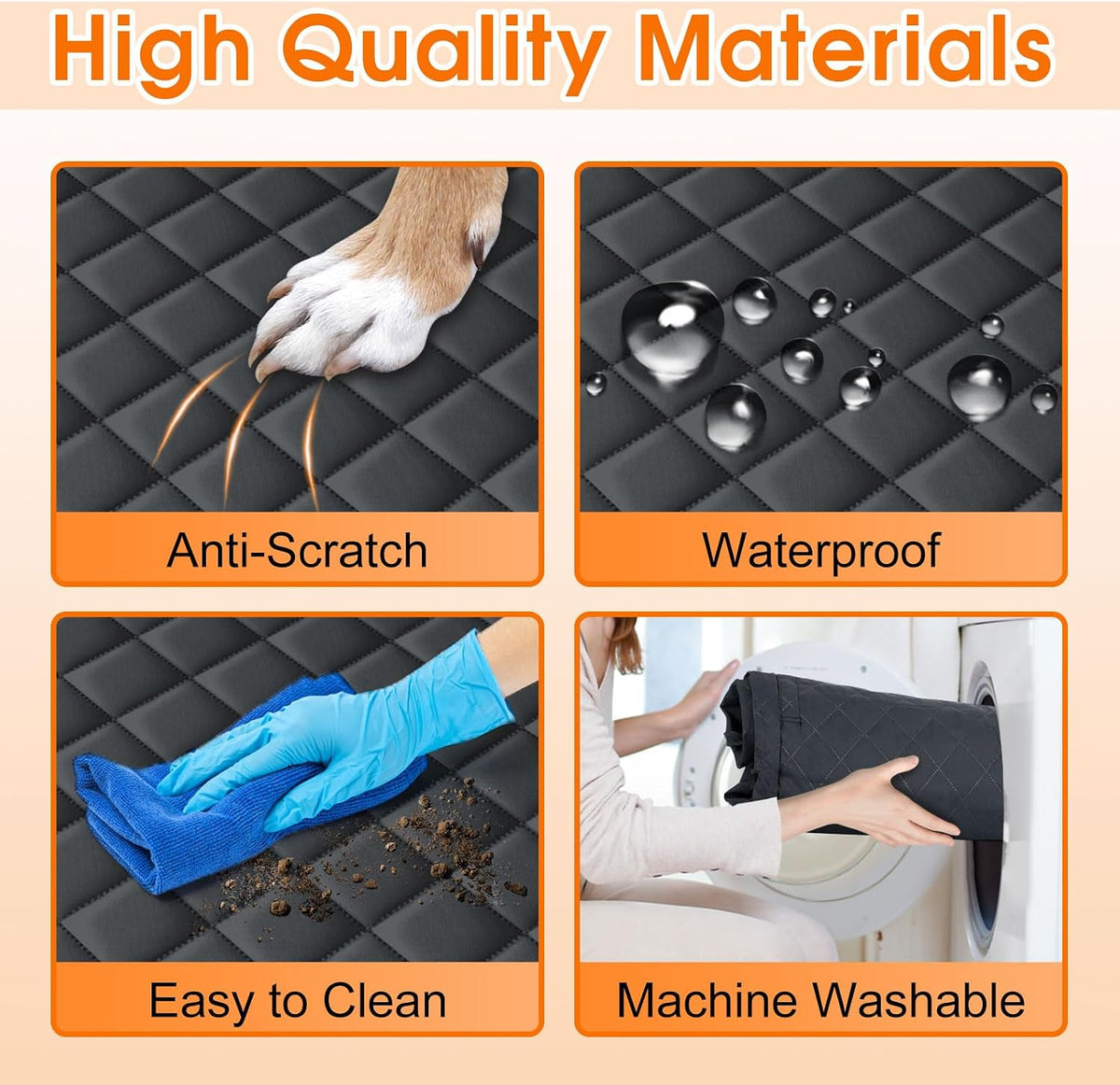 Waterproof Black Dog Car Seat Cover for Back Seat - Pet Hammock, Size Small