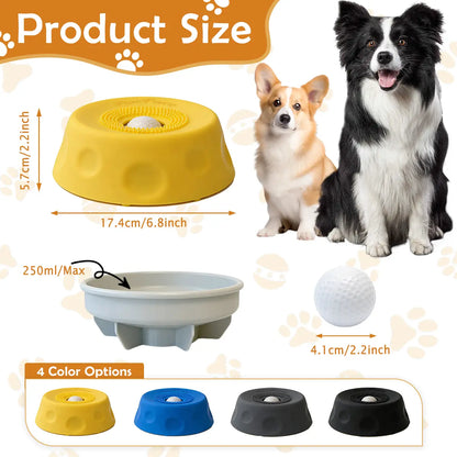 Pawpace Silicone Slow Feed Dog Bowl - 250ml No-Mess Design with Ball, Spatula Included, and 8 Suction Cups for Improved Mental Stimulation and Clean Feeding Experience