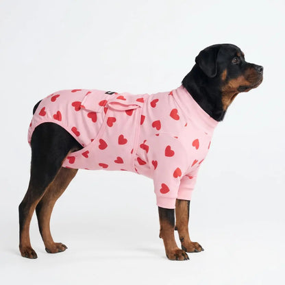 Spark Paws Dog Recovery Suit - Post-Surgery Onesie for Dogs, Anti-Lick Abdominal Wound Protector, Soft Alternative to Cone for Spay/Neuter Recovery, Donut Pattern, Size Small