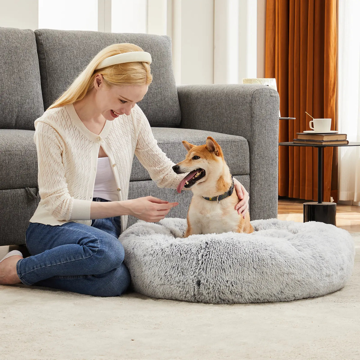 Sweetcrispy Contemporary Orthopedic Memory Foam Pet Bed for Large Dogs with 3-Sided Bolsters - 20"L x 24"W x 8"Th, Pressure Relief, Supportive Design, Washable Cover, Non-Slip Base, Waterproof