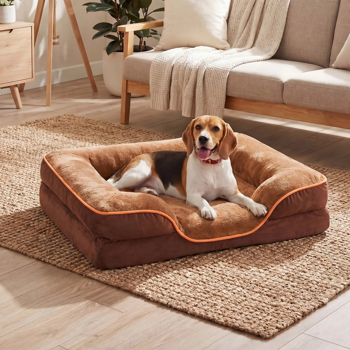 Sweetcrispy Contemporary Orthopedic Memory Foam Pet Bed for Large Dogs with 3-Sided Bolsters - 20"L x 24"W x 8"Th, Pressure Relief, Supportive Design, Washable Cover, Non-Slip Base, Waterproof