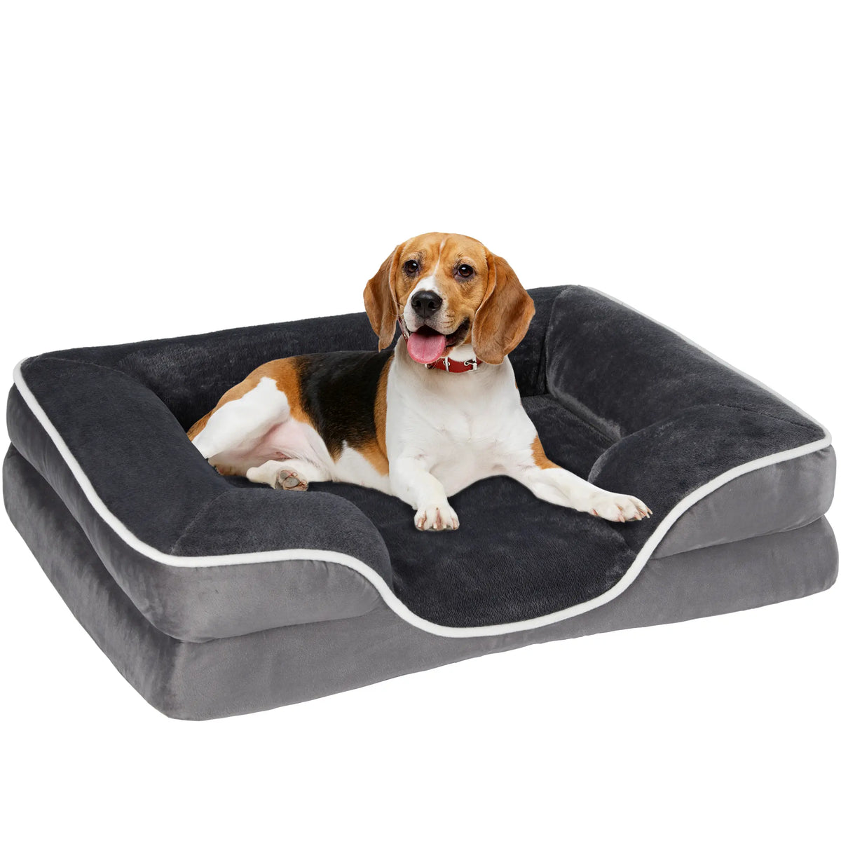 Sweetcrispy Contemporary Orthopedic Memory Foam Pet Bed for Large Dogs with 3-Sided Bolsters - 20"L x 24"W x 8"Th, Pressure Relief, Supportive Design, Washable Cover, Non-Slip Base, Waterproof