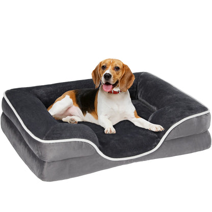 Sweetcrispy Contemporary Orthopedic Memory Foam Pet Bed for Large Dogs with 3-Sided Bolsters - 20"L x 24"W x 8"Th, Pressure Relief, Supportive Design, Washable Cover, Non-Slip Base, Waterproof