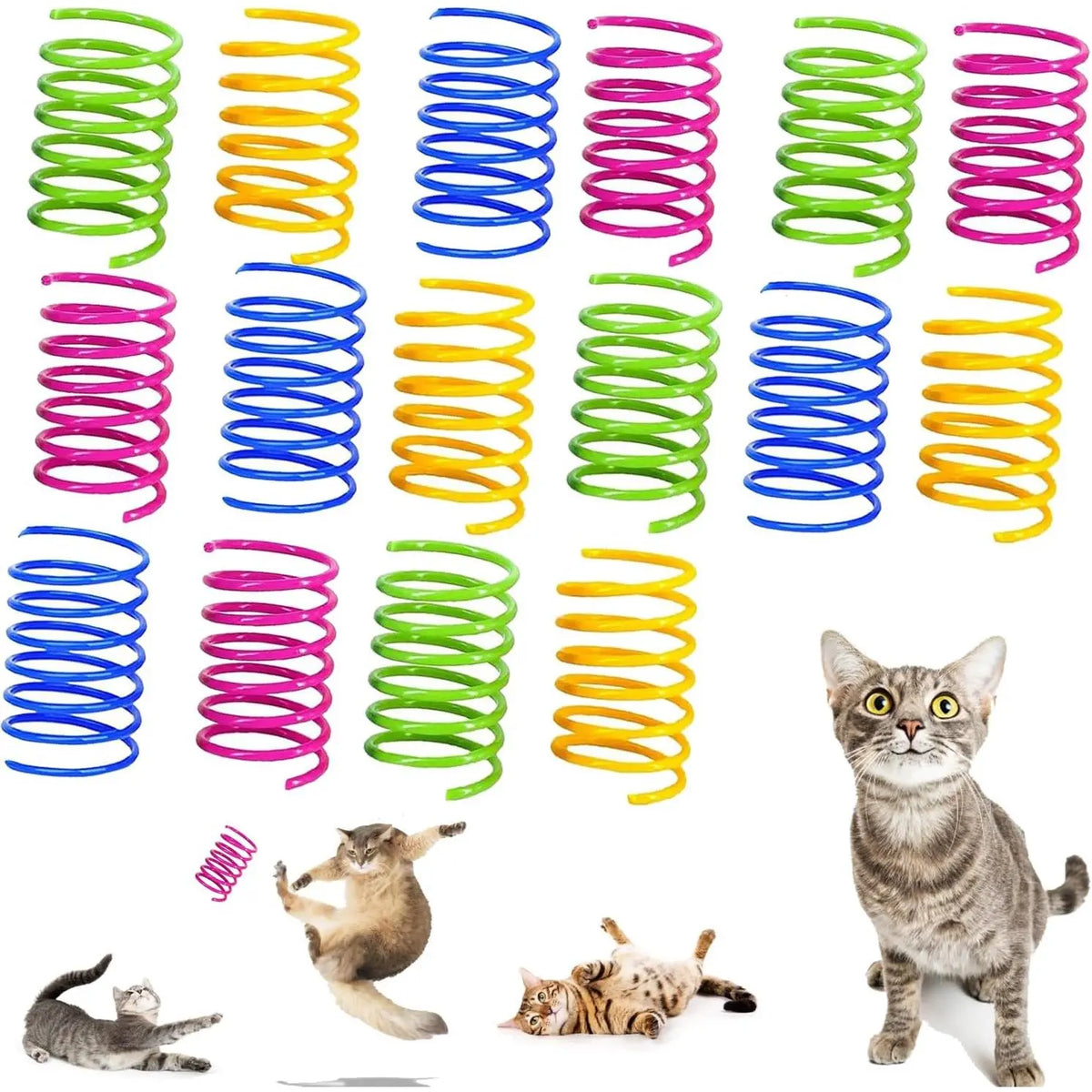 Interactive Indoor Cat Spring Toys - 12-Piece Engaging Bouncy Coil Set for Play and Stimulation