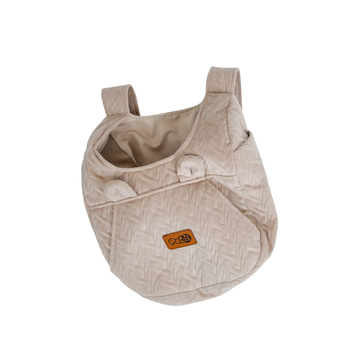 Khaki Quilted Pet Carrier Backpack with Concealed Front Storage, Breathable Fabric, Adjustable Straps, and Enhanced Portability for Small to Medium Dogs and Cats, Ideal for Outdoor Travel and Walks