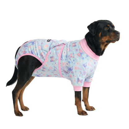 Spark Paws Dog Recovery Suit - Post-Surgery Onesie for Dogs, Anti-Lick Abdominal Wound Protector, Soft Alternative to Cone for Spay/Neuter Recovery, Donut Pattern, Size Small