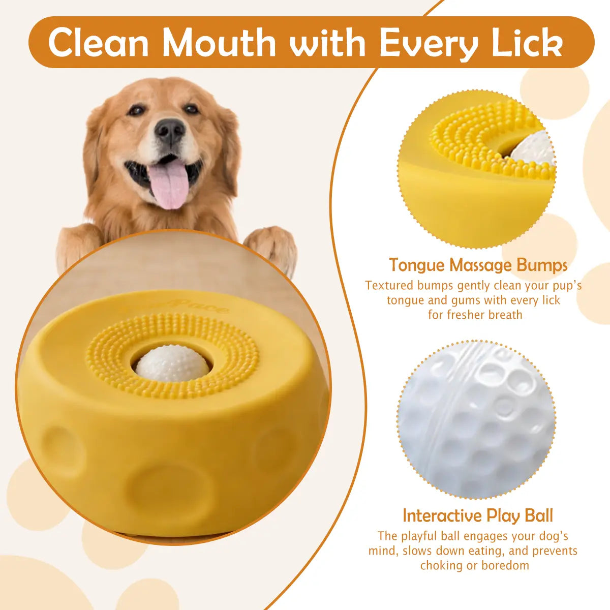 Pawpace Silicone Slow Feed Dog Bowl - 250ml No-Mess Design with Ball, Spatula Included, and 8 Suction Cups for Improved Mental Stimulation and Clean Feeding Experience