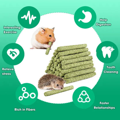 45-Piece High-Fiber Plant-Based Rabbit Molar Chew Sticks - Natural Bamboo and Timothy Hay Blend for Dental Health and Stress Relief, Ideal Treats for Small Pets such as Rabbits and Hamsters