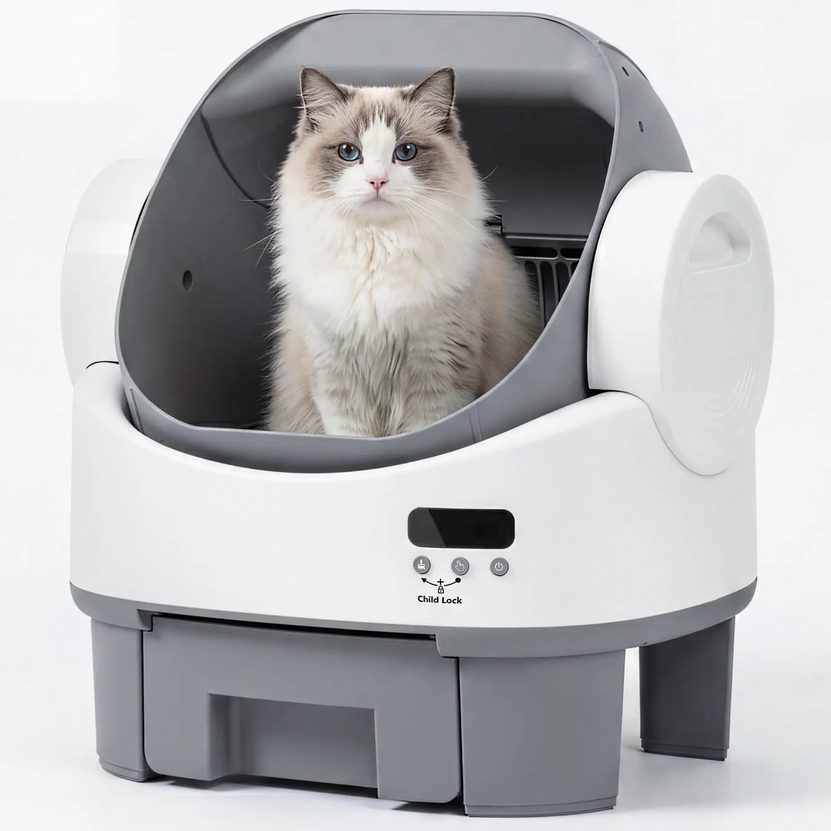 Alifuraha Smart Self-Cleaning Automatic Litter Box for Cats - Open-Top Design, Large Capacity (3.5 to 22 lbs), App-Free & Plug-and-Play, 4-Layer Safety System, Easy-Clean Drum, 15-Day Waste Storage, Scoop-Free Operation, 3-Minute Deep Cleaning, Odor Control, Auto/Manual Modes