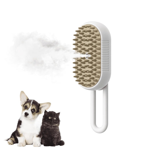 3-in-1 Self-Cleaning Steam Grooming Brush for Efficient Removal of Loose Undercoat in Long and Short Haired Pets