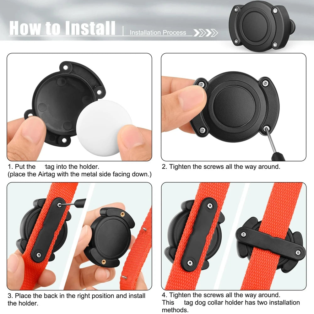 Waterproof and Dustproof Protective Case for Airtag GPS Tracker - Compatible Holder for Pet Collars (Dogs and Cats)