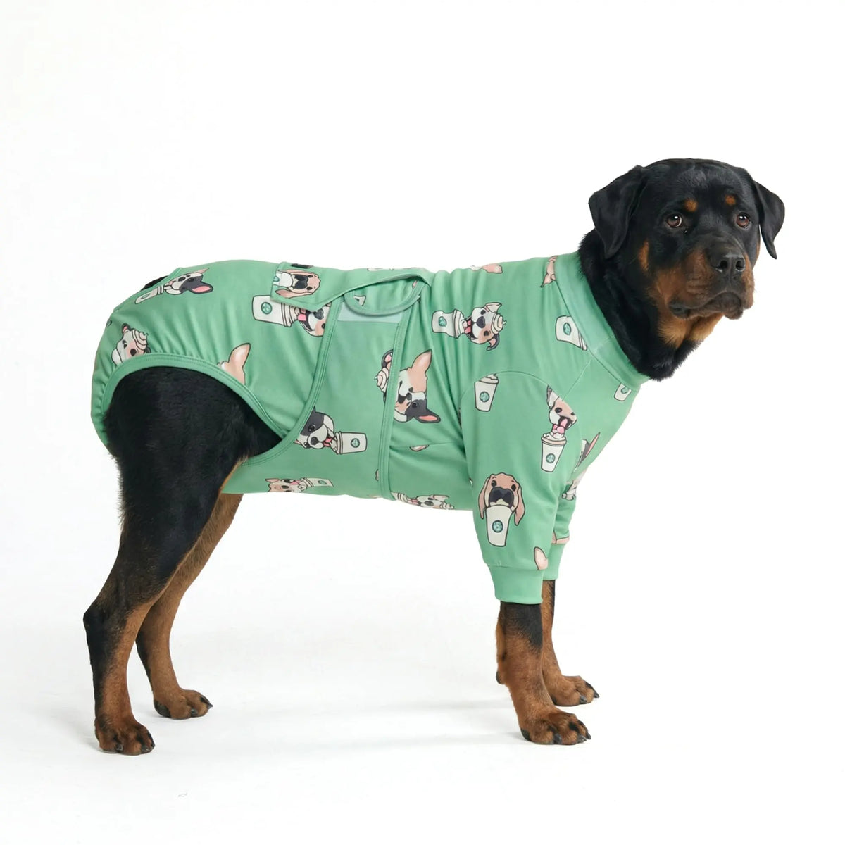 Spark Paws Dog Recovery Suit - Post-Surgery Onesie for Dogs, Anti-Lick Abdominal Wound Protector, Soft Alternative to Cone for Spay/Neuter Recovery, Donut Pattern, Size Small