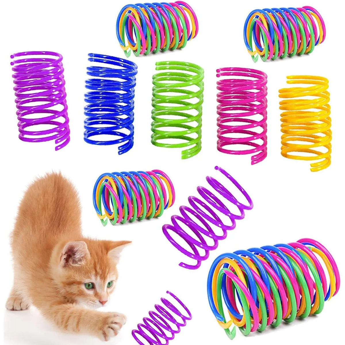 Interactive Indoor Cat Spring Toys - 12-Piece Engaging Bouncy Coil Set for Play and Stimulation