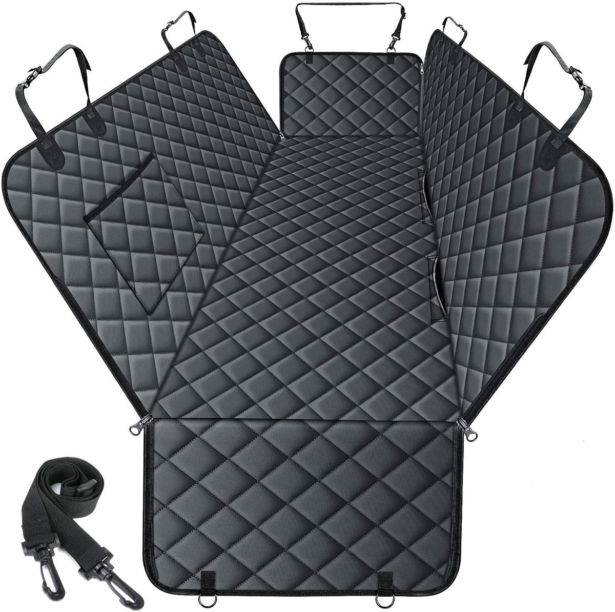 Waterproof Black Dog Car Seat Cover for Back Seat - Pet Hammock, Size Small