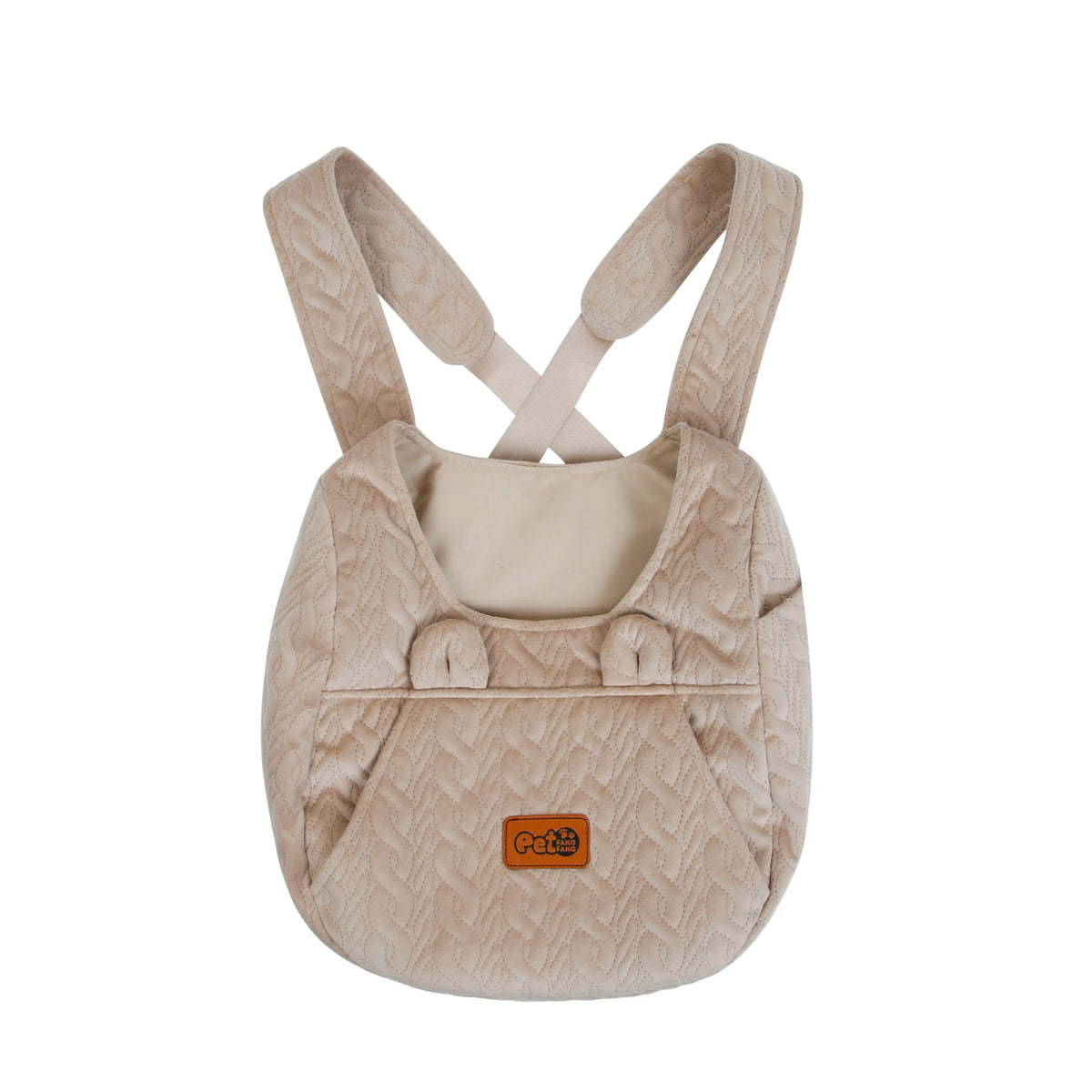 Khaki Quilted Pet Carrier Backpack with Concealed Front Storage, Breathable Fabric, Adjustable Straps, and Enhanced Portability for Small to Medium Dogs and Cats, Ideal for Outdoor Travel and Walks