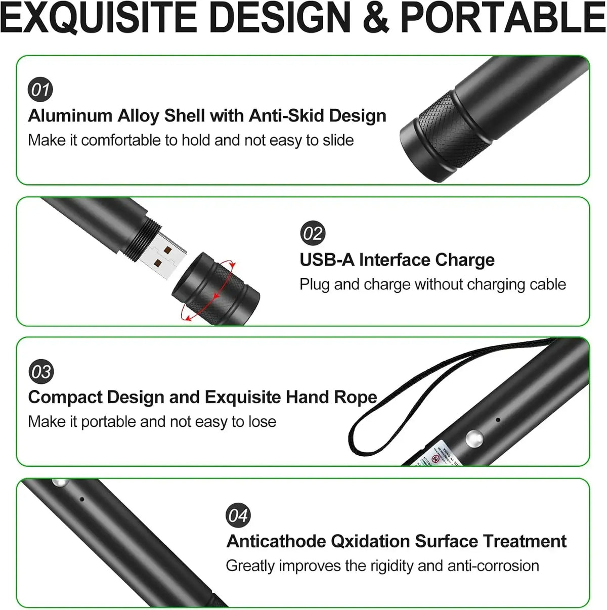 Rechargeable Green Laser Pointer and Line Light Flashlight for Presentations, Screen Projection, and Outdoor Use - Ideal for Office, Astronomy, Construction, and Pet Activities