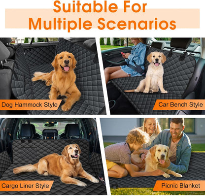 Waterproof Black Dog Car Seat Cover for Back Seat - Pet Hammock, Size Small