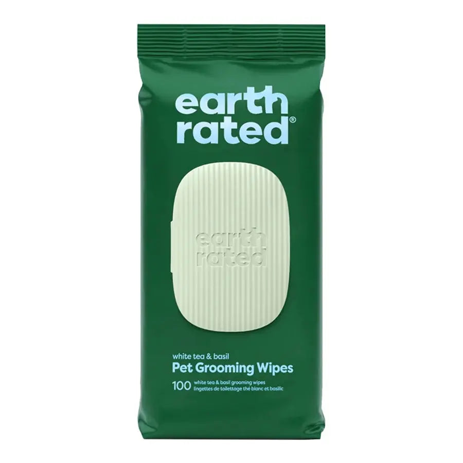 Earth Rated Dog Grooming Wipes Infused with White Tea & Basil - 100 Count