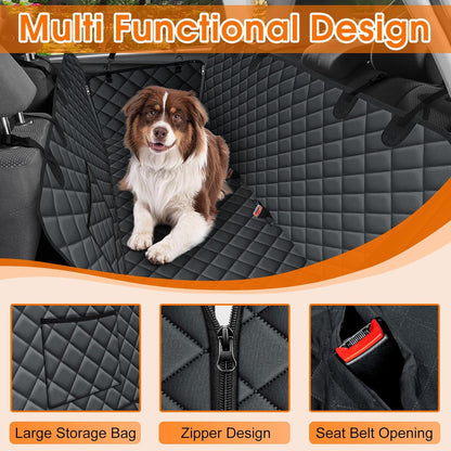 Waterproof Black Dog Car Seat Cover for Back Seat - Pet Hammock, Size Small
