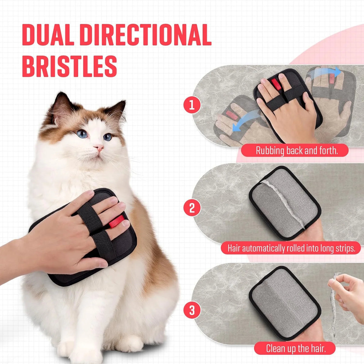 Pet Hair Removal Glove, Newly Upgraded Reusable Electrostatic Pet Hair Gloves, Pet Hair Remover Tool for Clothing, Couch, Carpet, Car Seat-1 Pcs