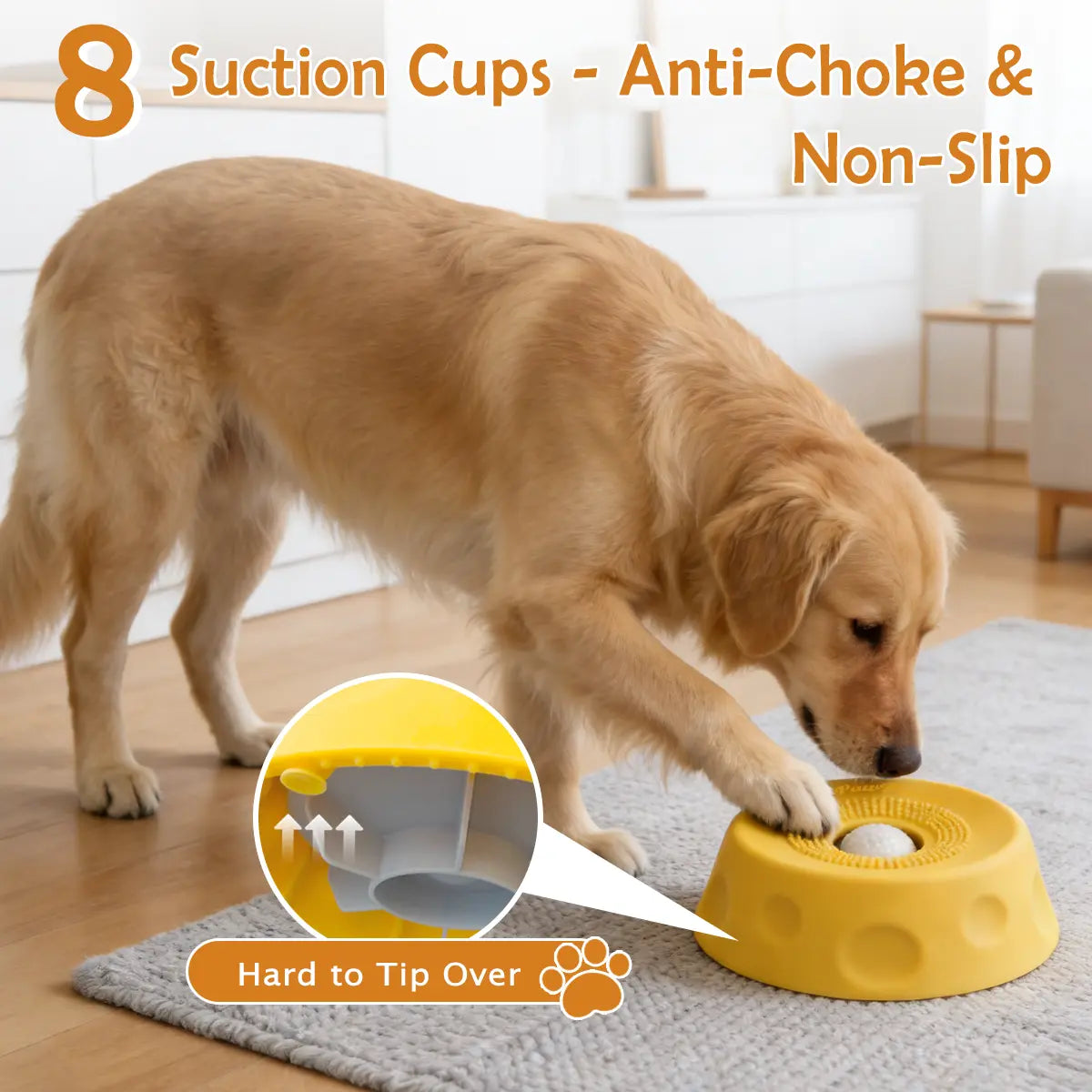Pawpace Silicone Slow Feed Dog Bowl - 250ml No-Mess Design with Ball, Spatula Included, and 8 Suction Cups for Improved Mental Stimulation and Clean Feeding Experience