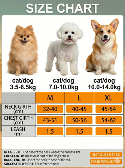 Adjustable Pet Harness and Leash Set - Soft Suede Vest with Durable Reflective Features for Tangle-Free Walking, Perfect for Daily and Nighttime Outdoor Activities