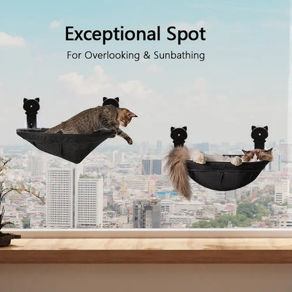 Cat Window Perch Hammock Bed with Suction Cups - Sturdy Mesh Fabric and Collapsible Metal Frame, Supports Up to 40 lbs for Sunbathing and Space-Saving in Homes and Apartments