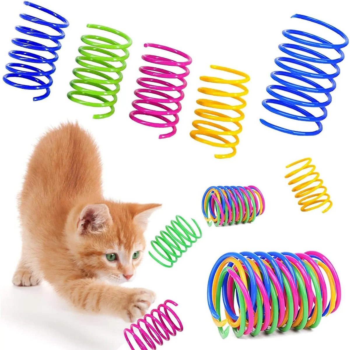 Interactive Indoor Cat Spring Toys - 12-Piece Engaging Bouncy Coil Set for Play and Stimulation