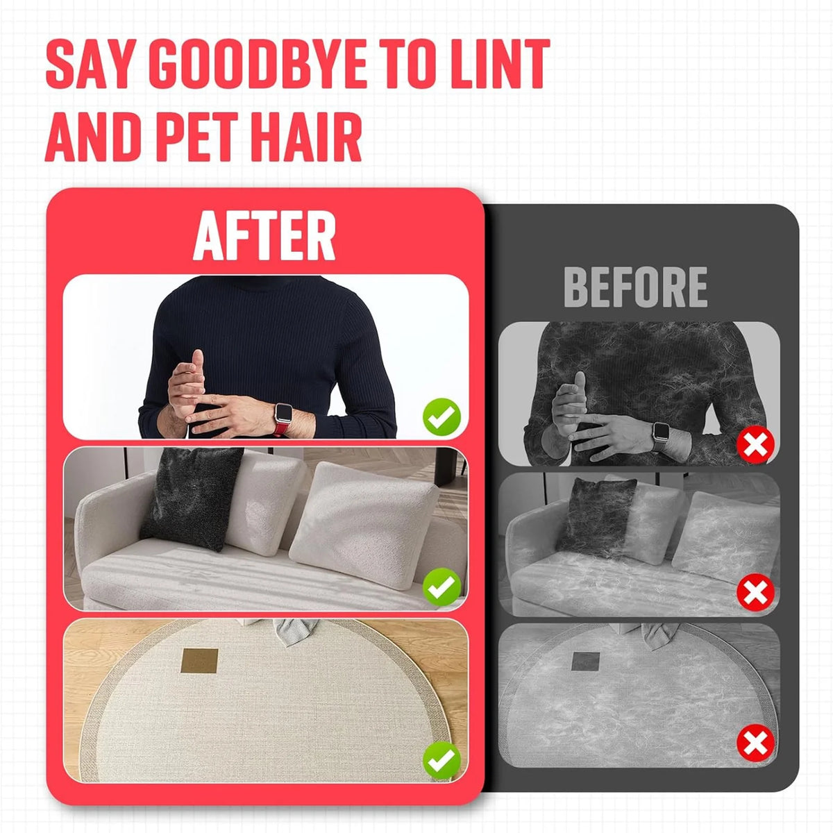 Pet Hair Removal Glove, Newly Upgraded Reusable Electrostatic Pet Hair Gloves, Pet Hair Remover Tool for Clothing, Couch, Carpet, Car Seat-1 Pcs