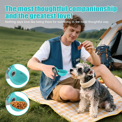 Lumikata 2-in-1 Portable Dog Water Bottle - 10oz Stainless Steel with Silicone Foldable Bowl, Leak-Proof Design for Small Dogs and Pet Feeding Supplies