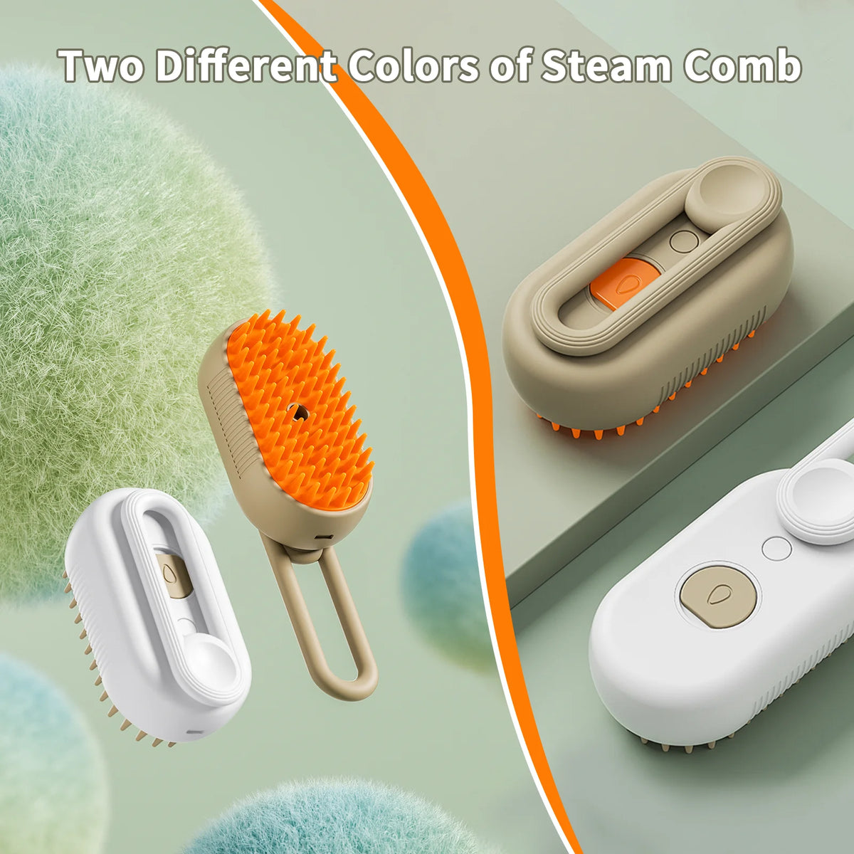 3-in-1 Self-Cleaning Steam Grooming Brush for Efficient Removal of Loose Undercoat in Long and Short Haired Pets