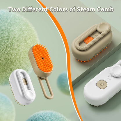 3-in-1 Self-Cleaning Steam Grooming Brush for Efficient Removal of Loose Undercoat in Long and Short Haired Pets