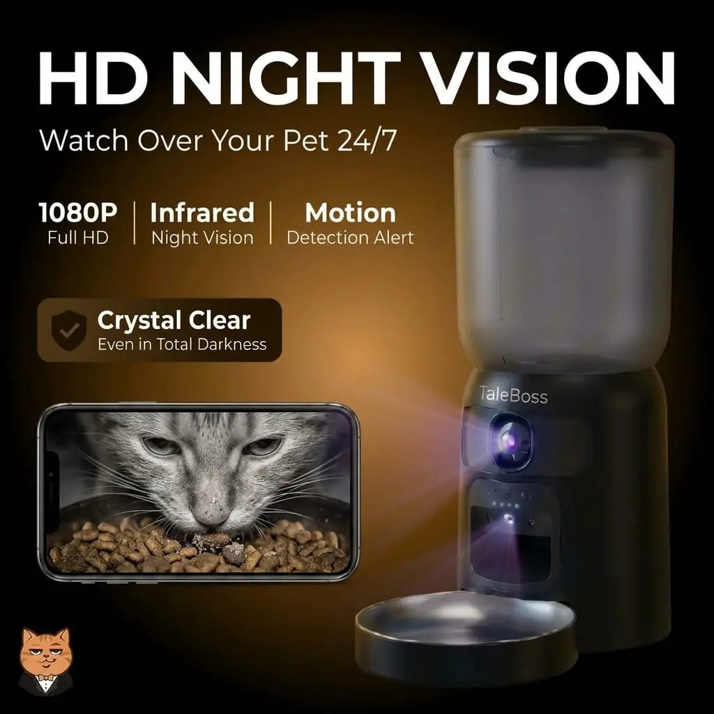 Taleboss 5L Smart Automatic Cat and Kitten Feeder with App Control, Integrated Camera, and Interactive Toy for Engaging Indoor Play