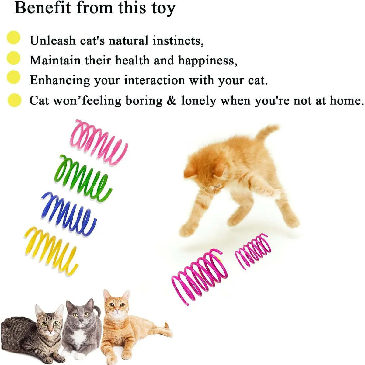 Interactive Indoor Cat Spring Toys - 12-Piece Engaging Bouncy Coil Set for Play and Stimulation
