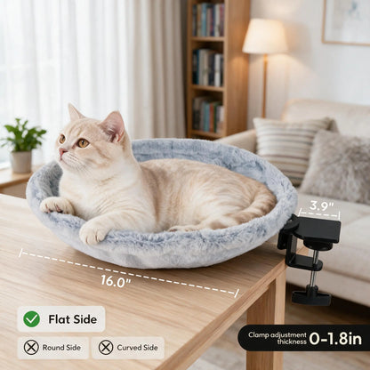 Elevated Cat Hammock Condo with Desk Clamp - Contemporary Marble Aesthetic, Durable Velcro Nylon, 360-Degree Rotatable for Enhanced Pet Comfort