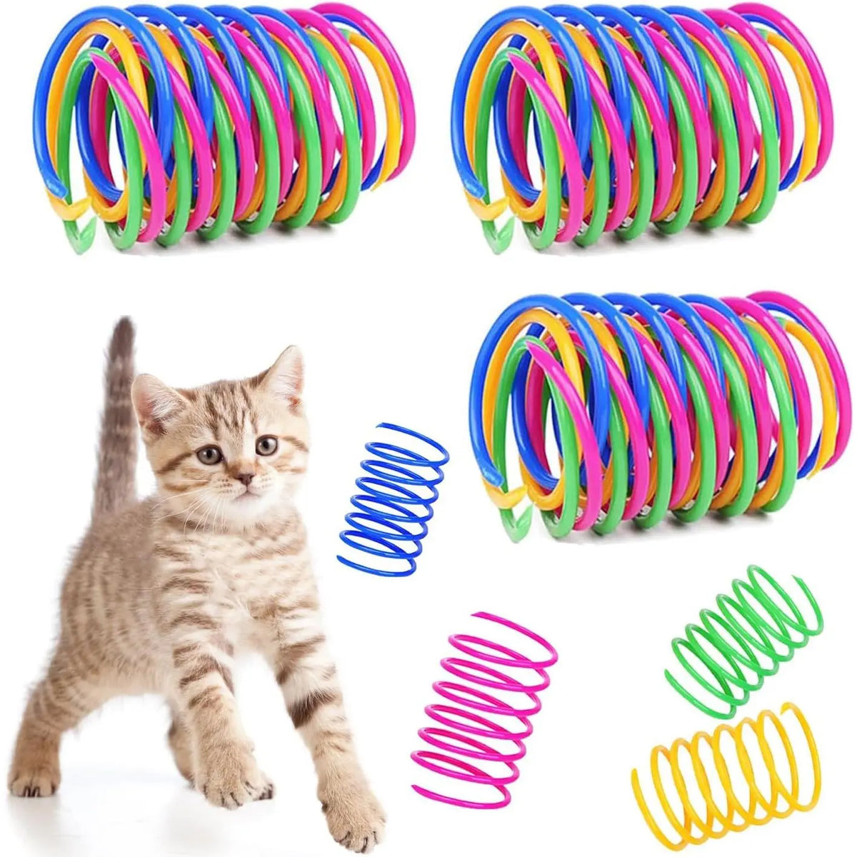 Interactive Indoor Cat Spring Toys - 12-Piece Engaging Bouncy Coil Set for Play and Stimulation